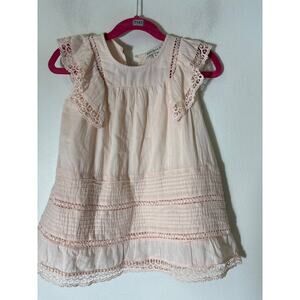 Girls Baybala Pale Peach Cotton Flutter Sleeve Dress Sz 2T
